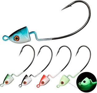 THKFISH Jig Heads Swimbait Jig Fishing Hooks Jig Heads for Bass Fishing Texas Rig Hooks Five Colors 1/8oz 10pcs