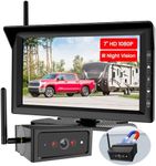 Foxpark Magnetic Wireless Backup Camera with 7" Split Screen Monitor, 2Mins DIY Installation & 1080P Battery RV Back Up Camera System, Trailer Hitch IR Night Vision Rear View Camera for Truck,Camper