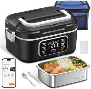 APP Control Cordless Electric Heated Lunch Box for Adults, 6.3 Cup 27000mAh Rechargeable Smart Self Heating Lunchbox, 100W Fast Heating Portable Food Warmer for Men Women Worker, Truckers, Offices