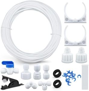 Kit de raccordement universel avec collier de serrage pour filtre à eau 1/4" 6,35 mm pour réfrigérateur Side by Side, système d'osmose inverse, eau potable, tuyau de réfrigérateur, coupe-tuyau, 15 m