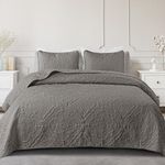 Exclusivo Mezcla Quilt Set Full Queen Size, Lightweight Vintage Quilts Bedspreads Coverlets with Pillow Shams, Soft Queen Quilt Bedding Set for All Seasons, (90"x96", Grey)