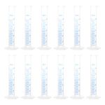 uxcell Plastic Graduated Cylinder, 25ml Measuring Cylinder, Science Test Tube Beakers, 2-Sided Metric Marking, Clear Hex Base for Lab Home 12Pcs