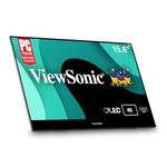 ViewSonic VX1655-4K-OLED 15.6 Inch 4K UHD Portable OLED Monitor with 2 Way Powered 60W USB C, Mini HDMI, Dual Speakers, and Built in Stand with Smart Cover