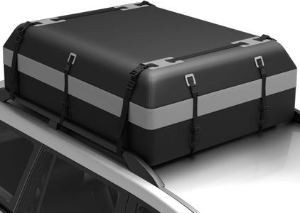COSTWAY 21 Cu Ft Car Roof Bag – Waterproof Cargo Carrier with Lock & Straps, Black/Grey