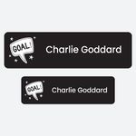 50 x No Iron Medium Personalised Stick On Waterproof Washable Name Labels Great for Clothes, School Uniform, Equipment, Shoes and Much More. School, Nursery, Day Care, Hospital - Football Crazy Goal