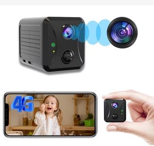 FEICAMYZX 4G LTE Cellular No WiFi Security Camera, SIM Card and Memory Card Included, PIR Motion Sensor, 4G Car Security Camera, Long Standby Battery Life, Portable Cellular Trail Mini Camera