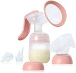 Frida Mom 2-in-1 Manual Breast Pump with Hands-Free Silicone Suction Cup, Milk Collector, Wireless Ergonomic Handle, and SoftFeel Flange for Breastfeeding