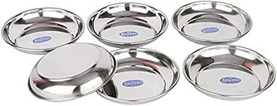 Sharda Metals Stainless Steel Side Serving Small Halwa Plates, Dishes, Silver, Set of 6