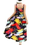 YESNO Women Dress Summer Casual Maxi Plus Size Dress Ladies Boho Floral Square Neck Long Dresses Wide Pockets XXL E96 UK CR150