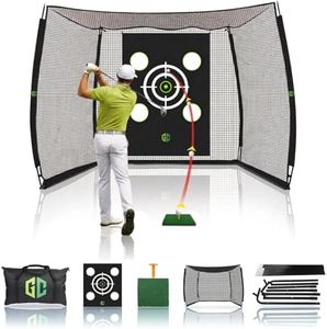 Golf Net Cage 10x8x5.5 FT | Golf Hitting Net for Backyard Driving Real Golf Ball with 4-Ply Net, Silent Impact Tarp, Steel Frame & Fiberglass Poles, Mat & Carry Bag| Garage, Basement & Indoor/Outdoor