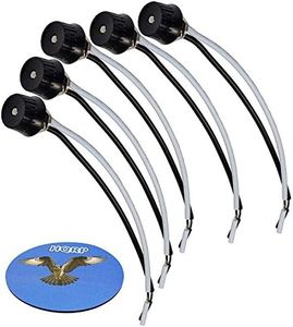 HQRP 5-Pack Rotary Style On/Off Canopy Switches, 3/1 amps at 125/250V, Metal Bushing with 6 Inch Wire Leads Stripped Ends + HQRP Coaster