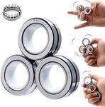 Upgraded Decompression Magnetic Rings Fidget Toys, Pack of 3, Silver, Copious Training Relieves Reducer Anxiety, Stress,Cool Neodymium Magnet Spinner for Adult