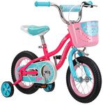 Schwinn Koen & Elm Toddler and Kids Bike, For Girls and Boys, 12-Inch Wheels, BMX Style, With Saddle Handle, Training Wheels Included, Chain Guard, and Front Basket, Pink