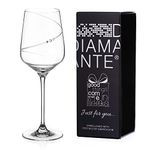 DIAMANTE Swarovski Red Wine Glass - 'Just for You' Hand Cut Design Embellished with Swarovski Crystals - Single Gift Glass