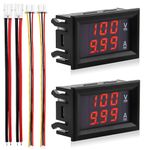 VooGenzek 2 PCS 0.28" LED Voltmeter Ammeter, Detector Voltage Current Meter Panel Amp Volt Gauge, DC 0-100V 10A for 12V / 24V Multimeter Amperage Meter Volt Amp Gauge Panel