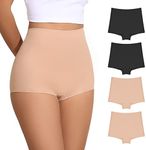 FallSweet No Show Boy Shorts Underwear for Women Seamless Panties Boxer Briefs Pack(2black+2beige,XXL)