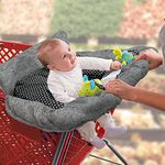 Summer 2-in-1 Full Coverage Cushy Shopping Cart Cover (Heather Gray) and High Chair Cover with Removable Seat Positioner, Strap, Phone Holder, and Toy Loops, Heather Gray and Black