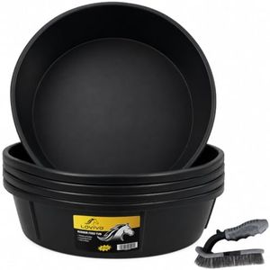 5 Pcs 3 Gallon Rubber Feed Pan with Cleaning Brush for Animals