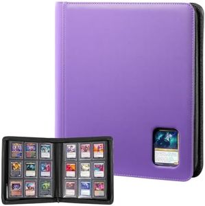 ProCase Top Loader Binder, 9 Pocket Holds 324 Toploaders, Waterproof PU Leather with Non-PVC Pockets for Trading Cards or Sports Cards, Compatible with TCG, MTG in 3"x4" Toploader -Purple