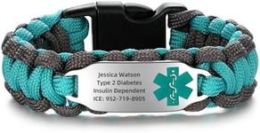 MAXZOOL Medical Alert Bracelet for Men Women | Personalized Paracord Medical Alert ID Bracelet for Women | Stainless Steel Medical Bracelet 6.5 Inches