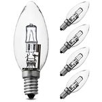 Belns Melns Classic E14 Halogen Candle Bulb 28W Dimmable, Small Edison Screw (SES), 370LM 2700K Warm White Screw Light Bulb, Pack of 5