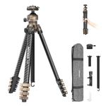 NEEWER LITETRIP Carbon Fiber Travel Tripod with Pan Tilt Low Profile Ball Head, 62" DSLR Camera Phone Holder Stand Compatible with PD V3 Plates iPhone, 2 Center Columns, Max Load 22 lb, LT39