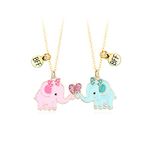 El Regalo 2 PCs BFF Best Friend Forever Split Magnetic Matching Unisex Pendant Necklaces Set- Friendship Necklaces Set for Besties/Best Friends/Soul Sisters (BFF Elephant Necklaces Set- Gold)