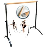 Artan Balance Ballet Barre Portable for Home or Studio, Adjustable Bar for Stretch, Pilates, Dance or Active Workouts, Single or Double, Kids and Adults (Curved Leg Single Bar Lower Extra Bar 4 FT)