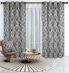 Prime Linens Richmond Curtains for Living Room Ring Top Jacquard Curtains Fully Lined Modern Panels Eyelet Curtains for Bedroom with Tie Backs (Silver, 66" x 72")