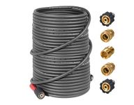 AMATIC Super Flexible Pressure Washer Hose 100FT X 1/4", Kink Resistant Real 3200 PSI Heavy Duty Power Washer Extension Replacement Hose with M22-14mm x 3/8" Quick Connect Kit for Gas & Electric Grey