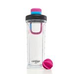 Contigo Fit Shake & Go 2.0 Protein Shaker Bottle with Leak-Proof Screw Lid, Gym Water Bottle with Whisk and Carry Handle, Dishwasher Safe Mixer Bottle, Blue Poppy/Dragon Fruit, 28 oz (828 mL)