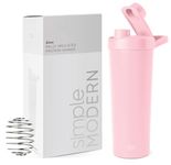 Simple Modern Stainless Steel Shaker Bottle with Ball 24oz | Metal Insulated Cup for Protein Mixes, Shakes and Pre Workout | Rally Collection | Blush