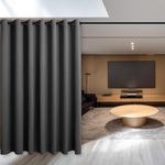 Hiasan Privacy Room Divider Curtain - Thermal Insulated Sliding Door Vertical Curtain, Extra Wide Blackout Curtains for Living Room, Bedroom Partition, Kids Room, Grey, 10 ft Wide x 7 ft Tall