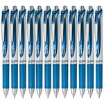 Pentel EnerGel Retractable Liquid Gel Rollerball, 0.7mm Medium Point, Blue Ink, Box of 12