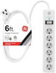 GE 6-Outlet Surge Protector, 6 Ft E