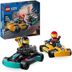 LEGO City Go-Karts and Race Drivers, Racing Vehicle Toy Playset for 5 Plus Year Old Boys, Girls and Fans of Race Car Toys with 2 Driver Minifigures, Small Gift for Preschool Kids 60400