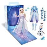 Disney Store Official Elsa Story Doll for Kids, Frozen, 29cm/11”, With Olaf & Bruni, 2 Outfits, Accessories, Colouring & Activity Pack and Box that Folds to a Play Stage, Suitable for Ages 3+