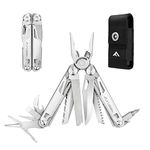 Flissa Multitool, 16-in-1 Multitool Pliers, Folding Pocket Tool with Sheath, Bottle Opener, Pocket Knife, Screwdriver, Multitools for Outdoor, Handwork, Home, Hunting, Camping