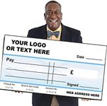 Blank Paper Presentation Charity Large Cheque Check 1500mm x 750mm for Photoshoots Gloss Laminated use with Write and Wipe Pen V2