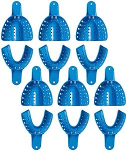 SNAWOP Dental Impression Trays 12PCS Perforated Plastic Holder for Impression Matrials Multi Sizes (6PCS Upper+6PCS Lower L)