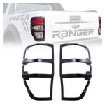 JHCHAN Taillight Cover Rear Tail Light Guard Protector for Ford Ranger 2012-2022 Wildtrak Limited XL XLT Stormtrak External Accessories Matte Black ABS