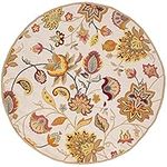 Safavieh Four Seasons Collection FRS413B Hand-Hooked Ivory and Yellow Indoor/ Outdoor Round Area Rug (4' Diameter)