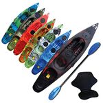 Riber One Person Sit on Top Kayak Starter Pack- Ideal for Beginners - Multiple Colours (Black & Red)