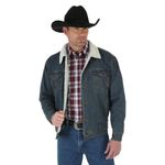 Wrangler Men's Cowboy Cut Western Lined Denim Jacket, Sherpa/Denim, Large