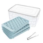 WIBIMEN Mini Ice Cube Tray Balls, Round Ice Ball Maker Mould for Freezer,1.2in X 99PCS Circle Sphere Ice Chilling Cocktail Whiskey Tea Coffee (3Pack Blue Ice Bin&Ice tong)