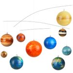 Hollowfly 3D Solar System Mobile with 9 Foam Planets and Sun Planets Solar System Decor Educational Planets Model Large Space Nursery Decor for Boys Girl Space Themed Gift