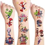 200+pcs Spidey and his Amazing Friends Temporary Tattoo Stickers for Kids Cute Fake Tattoo Birthday Party Supplies Favors Kids Boys Girls School Rewards Gifts(8 Sheets)