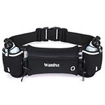 Running Belt with Water Bottles(2 X 175ml/6oz),Wanlxc Hydration Belt Fanny Waist Pack Bag Waterproof Adjustable Sports Waist Pouch for Running Cycling Fitness Training Hiking Exercise (Black)