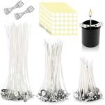 Natural Cotton Candle Wick, 300 Pcs Candle Wick with Wick Sticker and Wick Holder, Pre-Waxed Candle Wick for DIY Candle Making (9cm, 15cm, 20cm)