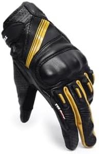 TVS Racing Arsenal Riding Gloves - Premium Biker Gloves Leather, Impact Protection Bike Riding Gloves for Men, Durable Bike Gloves Men, Hand Gloves for Bike, Flexible Bike Driving Gloves (Black/XL)